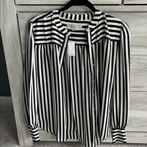 New Loft Button Front Striped Blouse